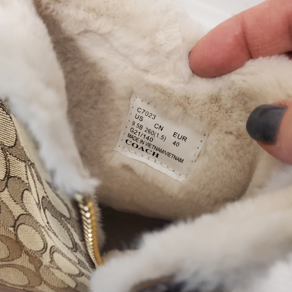 NIB Coach Brown Jacquard Winter Fur Lined Boots Size 9.5, Retail $278.00 - Picture 6 of 15
